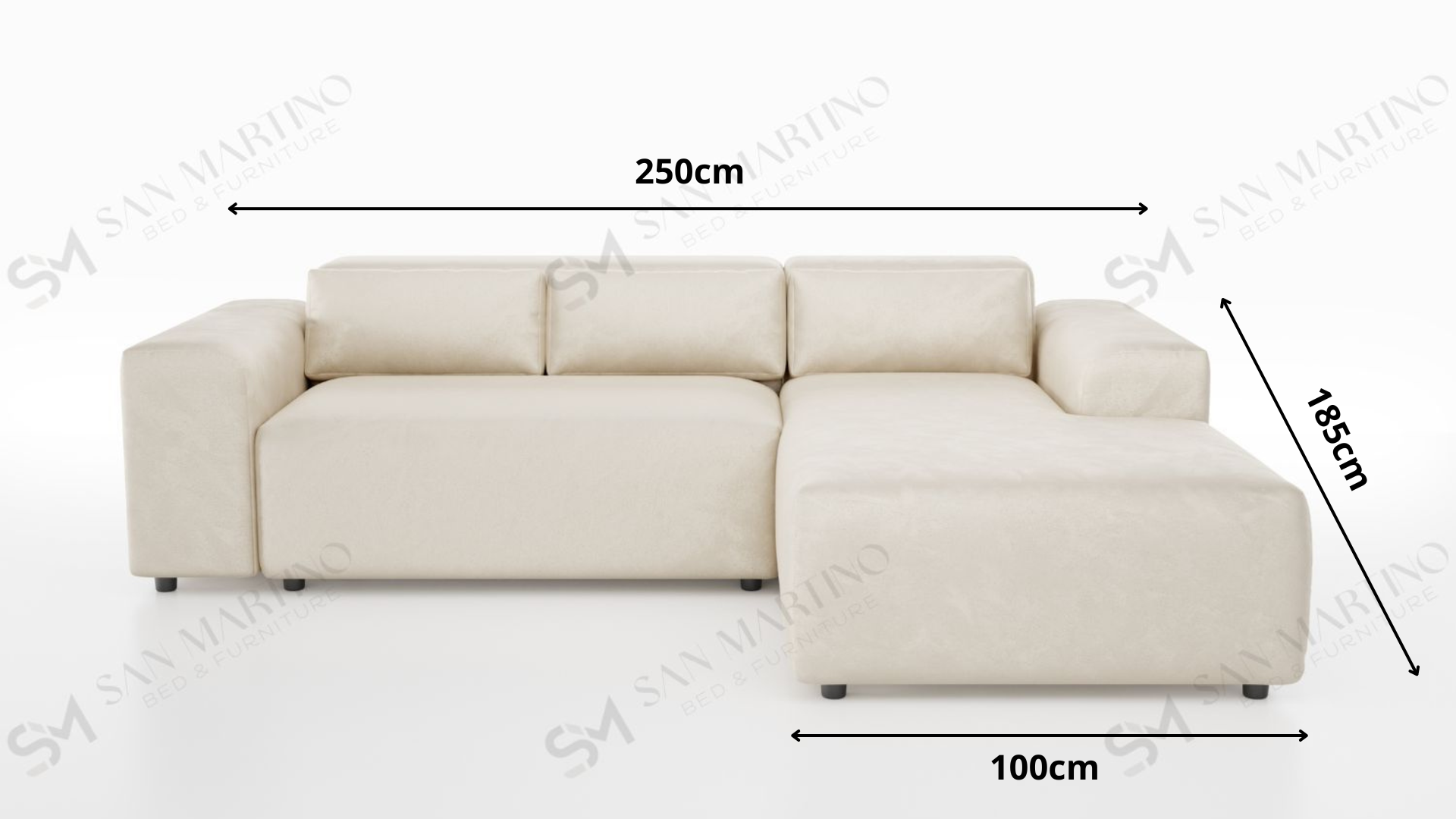 Canapé d'angle LEXUS en velours côtelé blanc écru