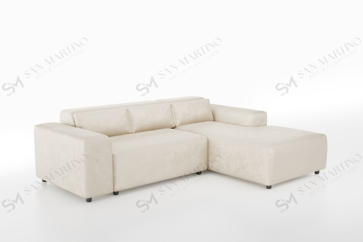 Canapé d'angle LEXUS en velours côtelé blanc écru – Bella Literie